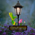 Crosslight Solar LED Hummingbird Welcome Sign - Weatherproof Garden Stake Light for Outdoor Decoration - Decor for Yard, Lawn, Patio, Pathway, Backyard | Warm White by Crosslight