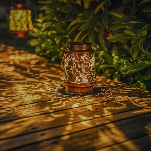 2 Pack Solar Hummingbird Lanterns Outdoor Hanging Decor Lantern,Waterproof Hollow Out Metal Decorative Garden Light,Graceful Decoration for Patio,Yard,Landscape,Walkway,Festival - Image 6