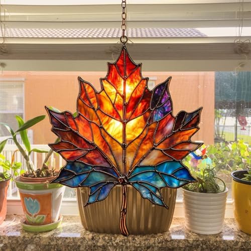 Maple Leaf in Autumn Acrylic Suncatcher - Image 4