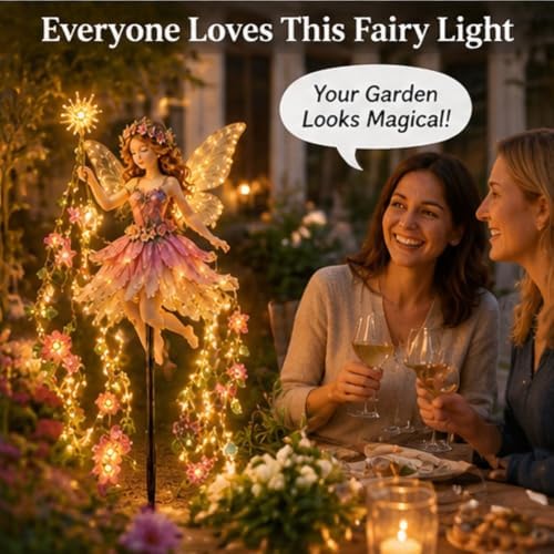 Enchanted Flower Fairy Solar Garden Light, Outdoor Figurine Statue with LED - Image 4