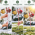 Solar Santa Watering Can Light, Christmas Garden Stake with Colorful LEDs - Image 5