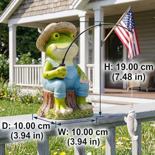Frog Fisherboy Statue | Outdoor Garden Decor, Resin Animal Statue, Pond Ornaments, Poolside Garden Decor, Koi Fish Pond, Unique Fisherman Gifts - Image 5