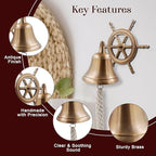 THDC Steering Wheel Wall Mounted Solid Brass Bell for Dinner, Indoor, Outdoor, School, Bar, Reception & Church - 4 Inch - Image 6