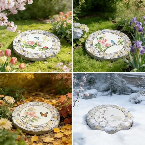 GZHERVICES Garden Stepping Stones for Landscaping Arrangements, Lawn Stepping Stones for Gardens, Outdoor Decorative Accents, Handcrafted Outdoor Lawn Pathway Ornaments(Multi-Colored-A) - Image 2