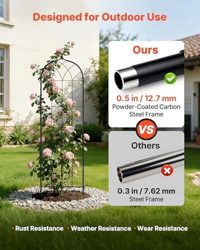 VEVOR Garden Trellis, 71 x 20 inch Rose Trellis, 2 Packs Garden Flower Rose Trellises with Powder-Coated Finish & Convenient Locking Design, Plant Support Trellises for Flowers, Vegetables, Roses - Image 3