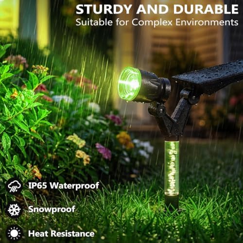 DenicMic Solar Spot Lights Outdoor Waterproof Green Lens LED 4 Pack - Image 6