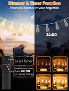 Brightever 100FT Outdoor String Lights with Remote, Dimmable LED Patio Lights with 32 ST38 Shatterproof Vintage Bulbs, 2700K Warm White 3 Modes 2 Timer Outside Light for Yard, Deck, Cafe, White - Image 4