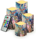 Colorful Deer Plastic Flameless Candles with Remote Control and Timer LED Flickering Battery Operated Color Changing Electric Pillar Candles for Table Weddings Gifts Home Decoration by Uorisanigo