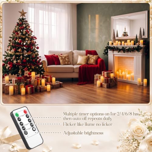 Retisee 100 Pack Waterproof Flameless Candles with Remote Timer LED Battery Operated Candles Long Lasting (H 4" 5" 6"7" x D 2.2") for Halloween Wedding Christmas Festival Home Fireplace Outdoor Indoor - Image 4