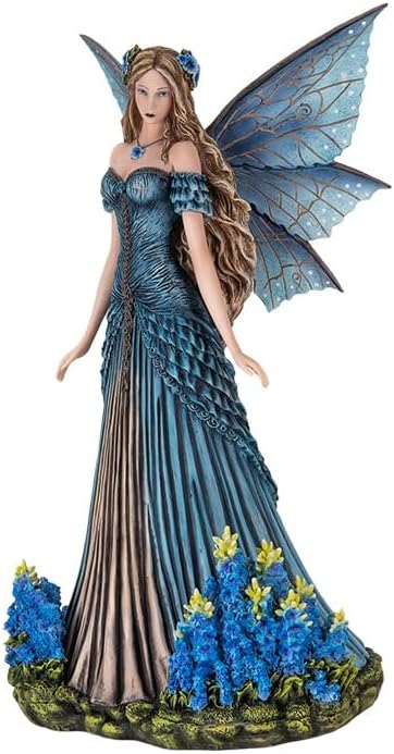 Pacific Giftware Lavender Fairy Figurine 16.54” Tall with Elegant Blue Wings and Floral Gown Exquisite Resin Fairy Statue for Indoor Home and Outdoor Garden Decor - Image 5