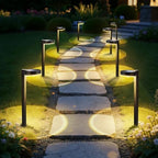 APONUO 12 Pack Solar Pathway Lights Outdoor, 3 Color Temperatures Selectable CCT, Focused Ground Spot Lens, Brighter Up to 12 Hrs IP65 Waterproof Path Lights for Walkway Driveway Yard Garden, Black by APONUO