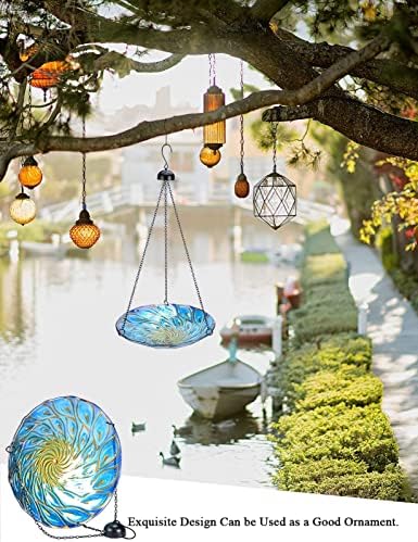 MUMTOP Hanging Glass Bird Bath Peacock Outdoor Birdfeeder Garden Yard Decor - Image 6