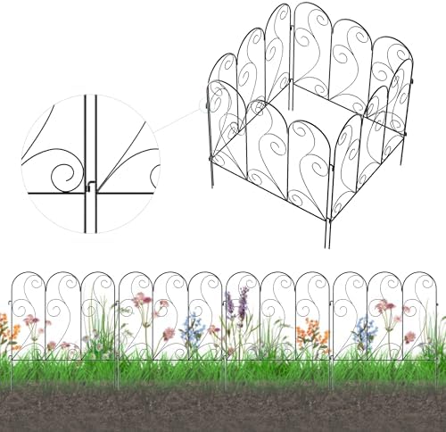 Zhongma Decorative Metal Garden Fence,Pack of 4pcs, Total 26" H x 100" L by Zhongma