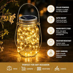 Outdoor Hanging Lanterns Solar Powered Mason Jar Lights with 30 LEDs Led String Lights for Wedding Garden Patio (Jars & Hangers Included) (20-Pack) - Image 2