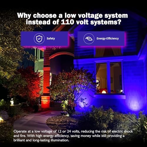 RGBW Low Voltage Landscape Lights, 10W 12/24V Color Changing Landscape Lighting with Remote, IP65 Waterproof Outdoor LED Spotlight for Garden Christmas Halloween, 8 Pack with Connectors - Image 2