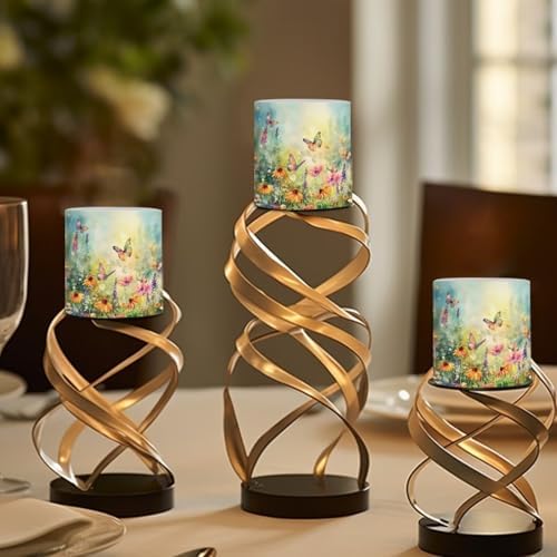 4 Packs Flameless LED Battery Candles with Colored Light Watercolor Sunflower Daisy Flower Waterproof Pillar Fake Candles with Remote for Wedding Beach Party Decor Home Decoration - Image 4