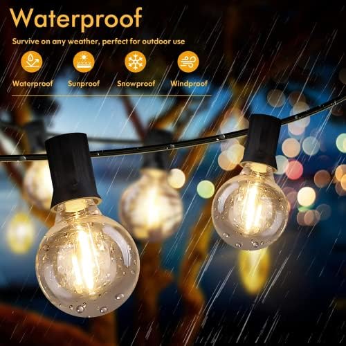 50FT Outdoor String Lights Waterproof, Bright 2700K LED Patio Lights String with 27 G40 Shatterproof Globe Bulbs, Connectable Edison String Lights for Outside, Garden, Balcony, Porch - Image 3