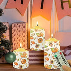Cozeyat 3 Pieces Flameless Candles with Remote Control, Flickering Realistic Wax Pillar Tealights, Autumn Pumpkin Pattern Flameless Bullet Floating Candles for Thanksgiving Day - Image 5