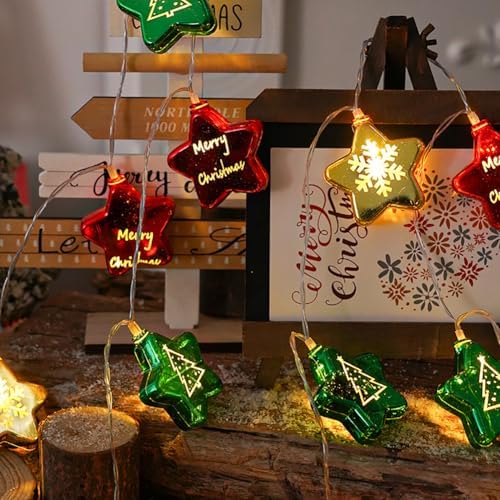 CAKERS Led Christmas String Lights|Creative Ambient Decor Fairy Lights|Hanging Copper Wire Lights|Night Lamps for Birthday Party Xmas Tree Decor,Star Shape,1.5m(4.9ft)-10LED-Battery - Image 7