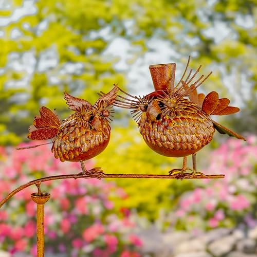 Zaer Ltd. Metal Balance Stakes with Feathered Style Metal Birds (Rudy & Robin) - Image 2