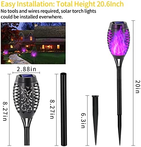 EOYIZW 8 Pack Purple Solar Torch Lights Outdoor, Halloween Decoration - Image 3