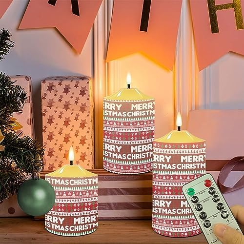 Cozeyat Flameless Candles with Remote Set of 3, Cute Snowflake Snowman Pattern Flickering Electric Candles for Christmas Decoration, Unscented Realistic Bullet Floating Flame Pillar Candles - Image 5