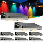 Solar Fence Lights Outdoor 8 Pack, RGB Glow LED Solar Lights Outdoor 13 Lighting Modes Solar Fence Lights IP65 Fence Light Solar Powered for Wall, Railing, Step, Patio, Pool, Backyard by Qirveo