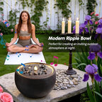 12.2" Outdoor Water Fountain, Modern Round Bowl Ripple Design, Outdoor Freestanding Water Fountain with LED Lights and Pump, Garden Water Feature, Polyresin Stone Finish, Pink Purple - Image 4
