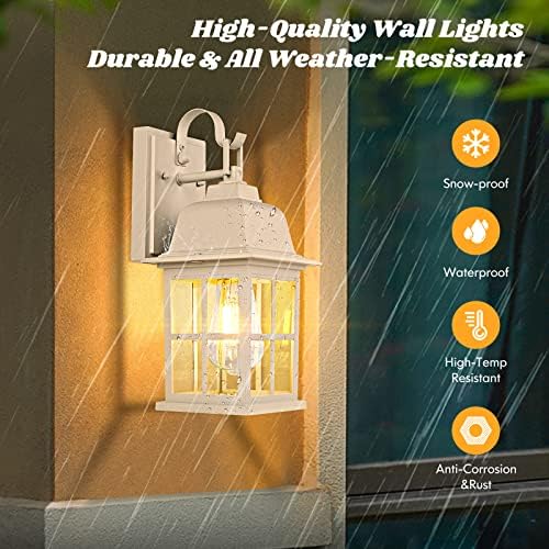 TOBUSA 2-Pack Outdoor Wall Lanterns, 100% Aluminium White Outside Light Fixtures, Waterproof &Anti-Rust Exterior Wall Lanterns Front Porch Lights for House Garage Doorway, Bulbs Not Included - Image 3