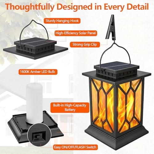 4 Pack Solar Lanterns Outdoor Waterproof Hanging Lights - Image 6