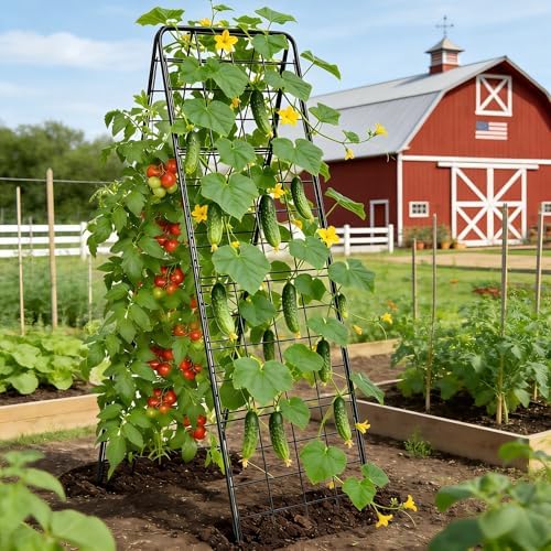 Garden Trellis for Cucumbers, 50 x 16 Inch Adjustable A-Frame Plant Support for Climbing Plants Outdoor, Vegetable, Flowers, Heavy Duty 1cm Metal Vegetable Trellis for Backyard, Raised Bed, Patio - Image 2