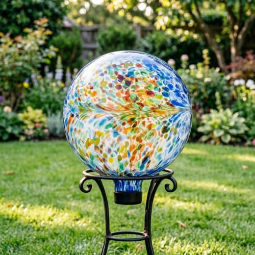 Kunjocy 10 Inch Gazing Balls for Garden, Hand Blown Indoor Outdoor Glass Garden Globes Balls for Outside Festive Yard Lawn Ornaments Decoration (Dark Blue) - Image 4