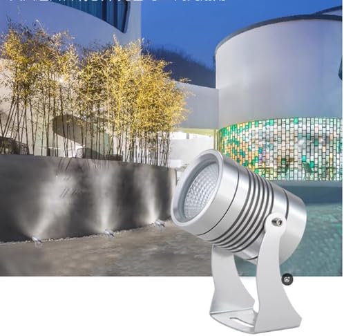 Led Beam Light - Rotation Spotlight, Outdoor Building Exterior Wall Projector Lights, IP67 LED Waterproof Narrow Beam Spotlight, Garden Flood Light with Long Throw(White Light,Silver 5W(220V)) by GUODDM