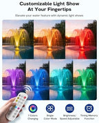Antfraer Floating Pond Fountain with RGB LED Lights, 1200GPH Pond Fountain for Large Ponds, Remote Control Pond Aerator with 3 Spray Patterns for Water Gardens, Fish Pool & Lakes, 18 Inch Float - Image 3