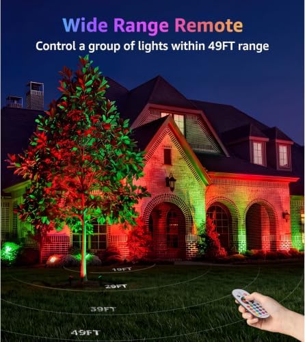 SUNVIE RGBW Halloween Spotlights Outdoor 12W LED Plug in Landscape Lights - Image 5