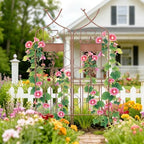 LZRS 59.5 x 36in Rustic Iron Arch Decoration Garden Trellis with Metal Coating – Perfect for Supporting Climbing Plants Outdoor, Roses, Vines, Flowers, and Vegetables, Brown - Image 4