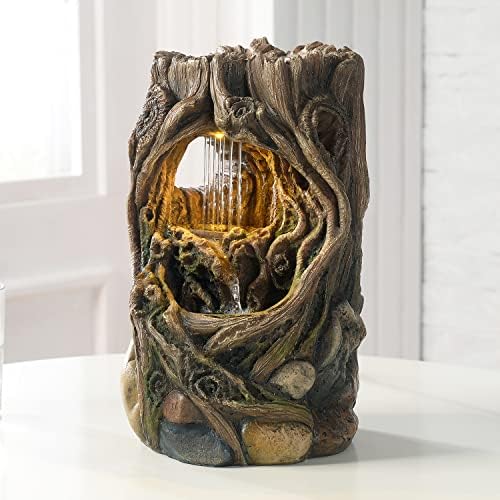 GOSSI Indoor Water Fountain Stump Rain Drop Meditation Desk Fountain Artistic Relaxation Waterfall for Home and Office Decor (22013) by GOSSI