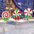 Drydiet 3 Pack Metal Christmas Yard Signs Decor Xmas Yard Stakes Outdoor with Stakes for Holiday Outdoor Garden Lawn Pathway Decoration(Candy) by Drydiet