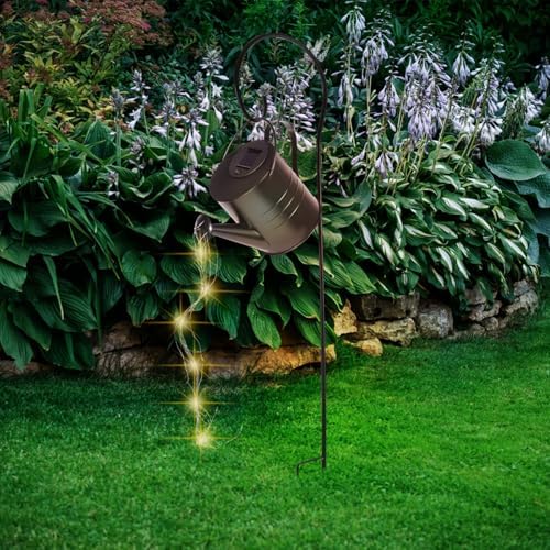Happyyami Solar Watering Can Lawn Lamp Outdoor Decorative Solar Garden Lights Black Iron Craft Yard Lantern for Patio Pathway Lighting - Image 6