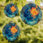 12 Inch Halloween Wind Spinner for Yard and Garden, Blue Night Sky Mystical Glowing Pumpkin Hanging Ornaments Outdoor 3D Kinetic Wind Sculpture Spinners Indoor Outdoor Patio Décor Ornaments Gift - Image 3