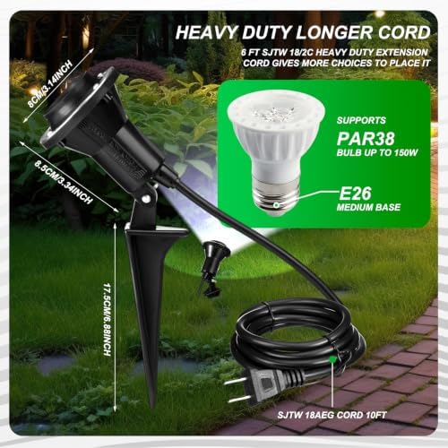 4 Pack Halloween Outdoor Spotlight Floodlight Holder Yard, 10 ft, Black - Image 3
