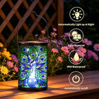 MUMTOP Peacock Glass Solar Lantern Waterproof Outdoor Hanging Garden Light - Image 2