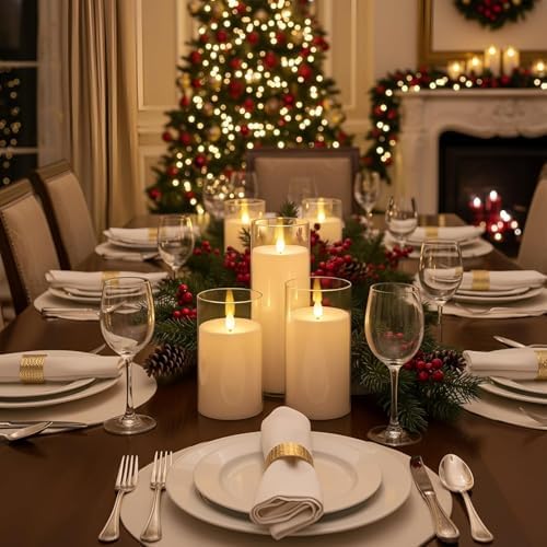 Homemory Pure White Flickering Flameless Candles, Battery Operated Acrylic LED Pillar Candles with Remote Control and Timer, Set of 9 - Image 2
