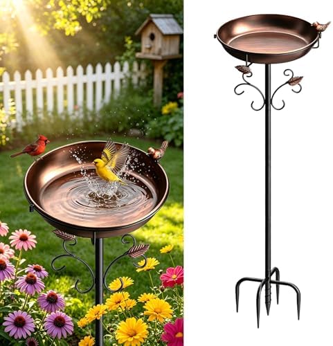 50" Tall Metal Bird Bath for Outside, Water Feeder Bowl Outdoors by Unknown