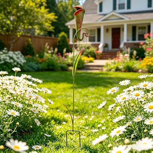 Whimsical Metal Carnivorous Plant Garden Stake Pitcher Plant Sculpture - Image 4
