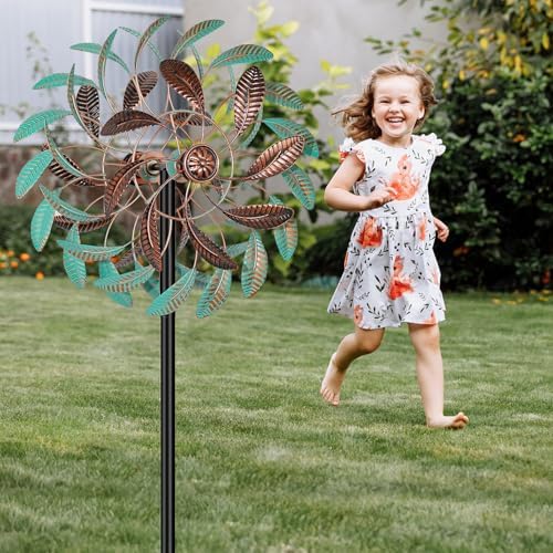 360° Wind Spinners Outdoor, Wind Sculptures Windmill with Metal Stake, Kinetic Large Metal Yard Art Decor Spinners Pinwheels for Garden Outside Patio Lawn - Image 5