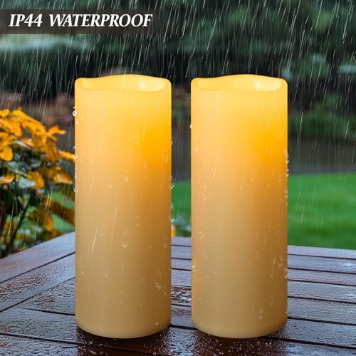 4" x 12" Ivory Large Waterproof Outdoor Flameless Candles Battery Operated LED Flickering Pillar Candles with Remote and Timer for Indoor Outdoor Lanterns, Long Lasting, Set of 2 - Image 5