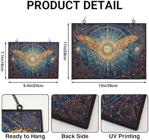 Personalized Rectangle Mosaic Divine Halo Stained Glass Suncatcher Stained Glass Window Hangings Birthday Gift for Mom Grandma Teacher Women Friend Memorial Hook - Image 3