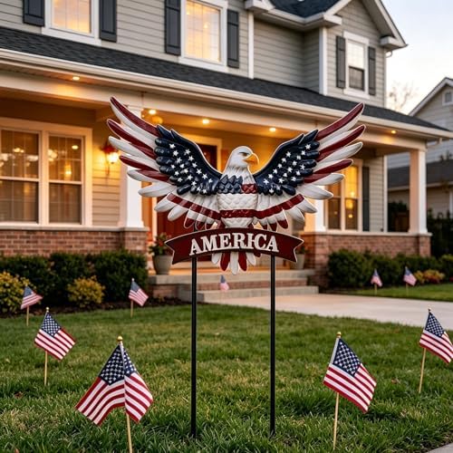 Large Eagle Patriotic Decor Garden Stakes Decorative with America - Image 5