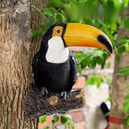 Toucan Tree Decor, Hand-Painted Resin Tropical Bird Statue, Weatherproof Outdoor Sculpture for Garden Fence Patio Yard (Colorful) - Image 3